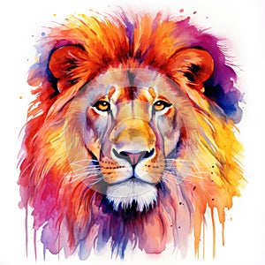 watercolor lion painting Lion King watercolor predator animals wildlife painting