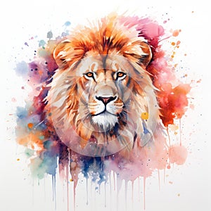 watercolor lion painting Lion King watercolor predator animals wildlife painting