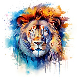 watercolor lion painting Lion King watercolor predator animals wildlife painting