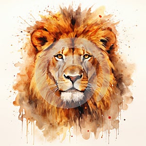 watercolor lion painting Lion King watercolor predator animals wildlife painting