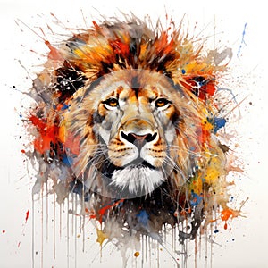 watercolor lion painting Lion King watercolor predator animals wildlife painting