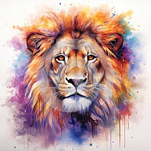 watercolor lion painting Lion King watercolor predator animals wildlife painting