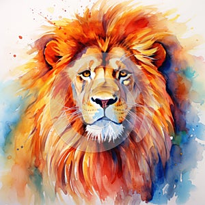 watercolor lion painting Lion King watercolor predator animals wildlife painting