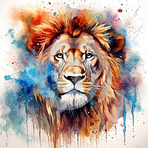 watercolor lion painting Lion King watercolor predator animals wildlife painting