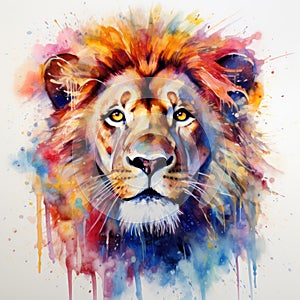 watercolor lion painting Lion King watercolor predator animals wildlife painting