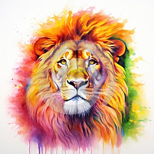 watercolor lion painting Lion King watercolor predator animals wildlife painting