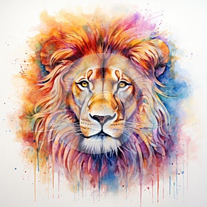 watercolor lion painting Lion King watercolor predator animals wildlife painting