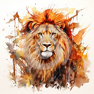 watercolor lion painting Lion King watercolor predator animals wildlife painting