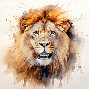 watercolor lion painting Lion King watercolor predator animals wildlife painting