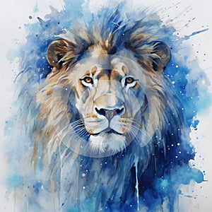 watercolor lion painting Lion King watercolor predator animals wildlife painting