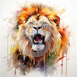 watercolor lion painting Lion King watercolor predator animals wildlife painting