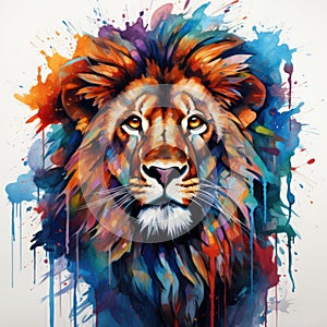 watercolor lion painting Lion King watercolor predator animals wildlife painting