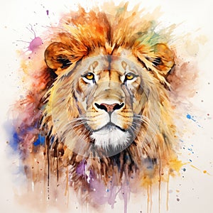 watercolor lion painting Lion King watercolor predator animals wildlife painting