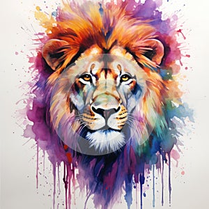 watercolor lion painting Lion King watercolor predator animals wildlife painting