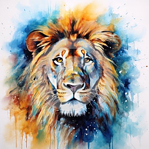 watercolor lion painting Lion King watercolor predator animals wildlife painting