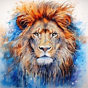 watercolor lion painting Lion King watercolor predator animals wildlife painting