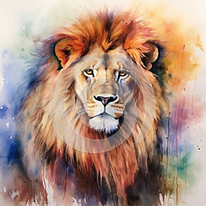 watercolor lion painting Lion King watercolor predator animals wildlife painting