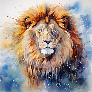 watercolor lion painting Lion King watercolor predator animals wildlife painting