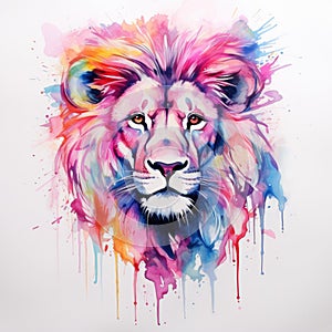 watercolor lion painting Lion King watercolor predator animals wildlife painting