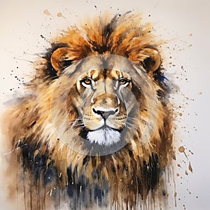 watercolor lion painting Lion King watercolor predator animals wildlife painting