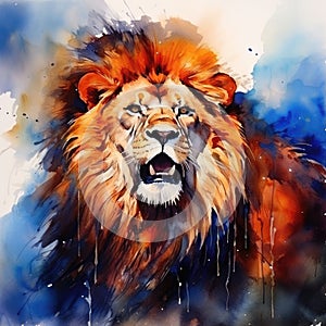 watercolor lion painting Lion King watercolor predator animals wildlife painting