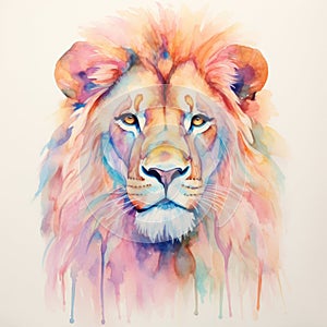 watercolor lion painting Lion King watercolor predator animals wildlife painting