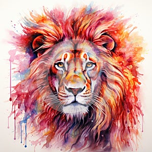 watercolor lion painting Lion King watercolor predator animals wildlife painting