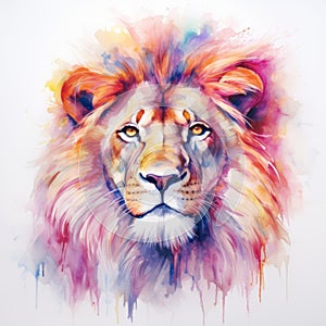 watercolor lion painting Lion King watercolor predator animals wildlife painting