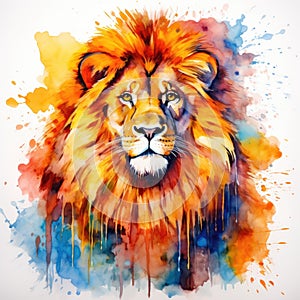 watercolor lion painting Lion King watercolor predator animals wildlife painting