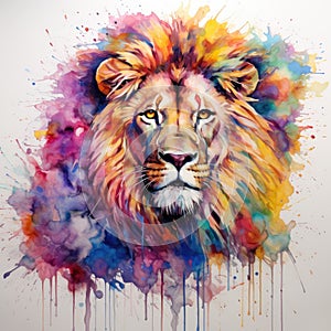 watercolor lion painting Lion King watercolor predator animals wildlife painting