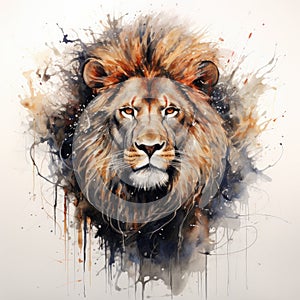 watercolor lion painting Lion King watercolor predator animals wildlife painting