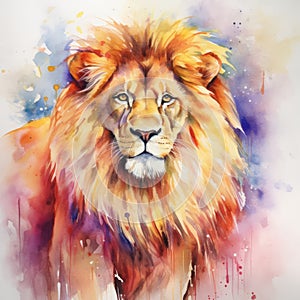 watercolor lion painting Lion King watercolor predator animals wildlife painting