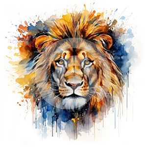 watercolor lion painting Lion King watercolor predator animals wildlife painting