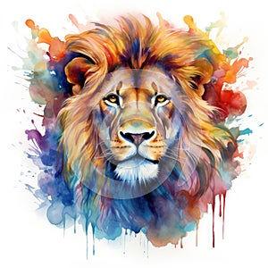 watercolor lion painting Lion King watercolor predator animals wildlife painting