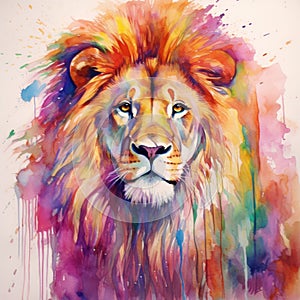 watercolor lion painting Lion King watercolor predator animals wildlife painting