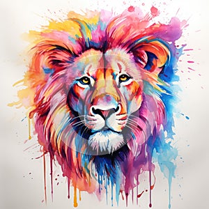 watercolor lion painting Lion King watercolor predator animals wildlife painting