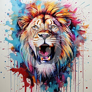 watercolor lion painting Lion King watercolor predator animals wildlife painting