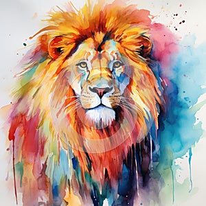 watercolor lion painting Lion King watercolor predator animals wildlife painting