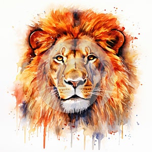 watercolor lion painting Lion King watercolor predator animals wildlife painting