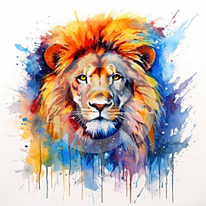 watercolor lion painting Lion King watercolor predator animals wildlife painting