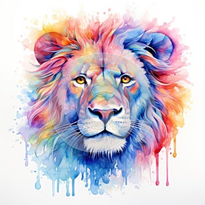 watercolor lion painting Lion King watercolor predator animals wildlife painting