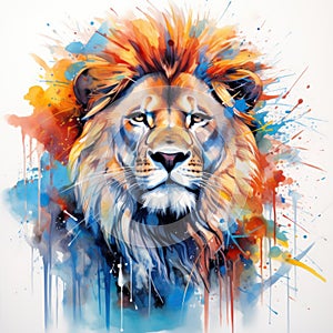 watercolor lion painting Lion King watercolor predator animals wildlife painting