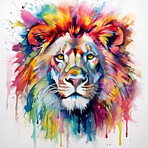 watercolor lion painting Lion King watercolor predator animals wildlife painting