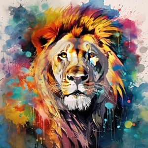 watercolor lion painting Lion King watercolor predator animals wildlife painting