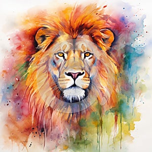 watercolor lion painting Lion King watercolor predator animals wildlife painting