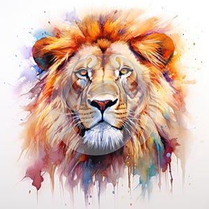 watercolor lion painting Lion King watercolor predator animals wildlife painting