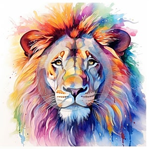 watercolor lion painting Lion King watercolor predator animals wildlife painting