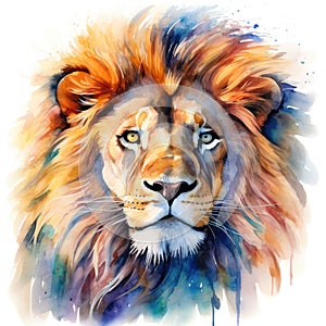 watercolor lion painting Lion King watercolor predator animals wildlife painting