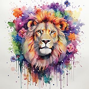 watercolor lion painting Lion King watercolor predator animals wildlife painting