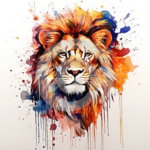 watercolor lion painting Lion King watercolor predator animals wildlife painting